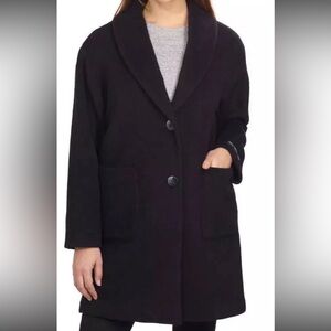 Derek Lam 10 Crosby wool Black coat parka jacket sash wide collar